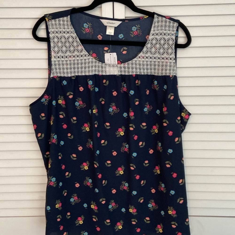 CJ Banks Lightweight Navy Tank Top 1X - Picture 2 of 7